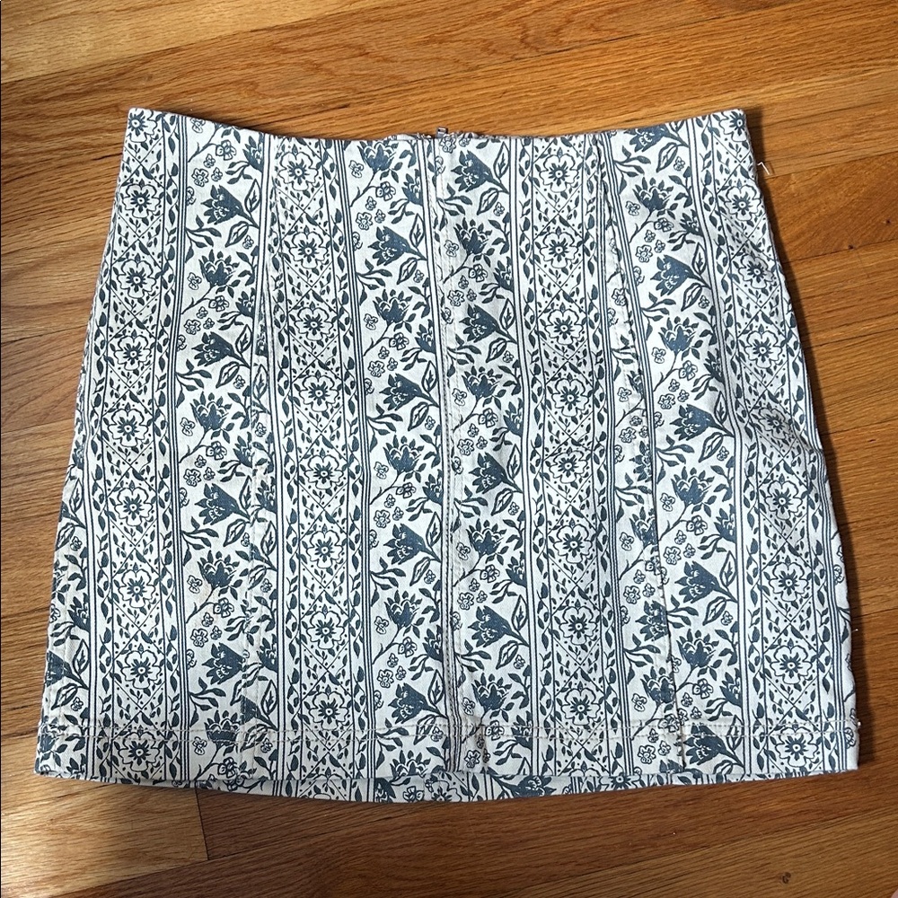 Free People teal and cream Floral Mini Skirt
